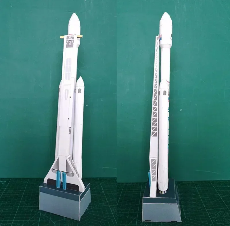 10 pçs spacex falcon foguete pesado diy modelo de cartão de papel 3d brinquedo educativo conjunto de construção militar presente da criança