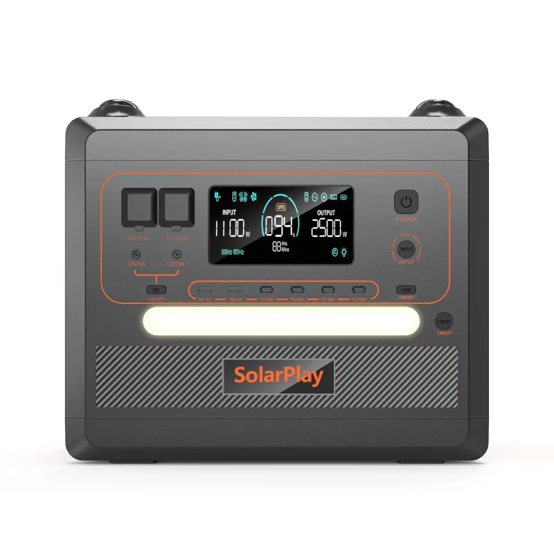 Tragbare 2500W Solar Power Station 2304Wh Outdoor Home Generator MPPT Externe Batterie Taschenlampe Für Home Notfall Auto Verwenden