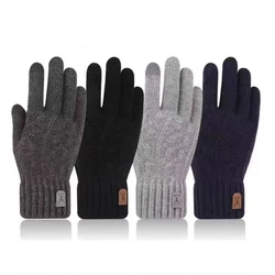 New Men's Winter Warm Touch Screen Gloves Cable Knit Wool Fleece Lined Touchscreen Texting Mittens for Mens Women