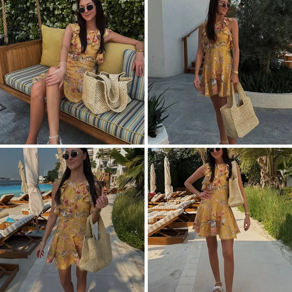 

Chic Floral Print A-Line Mini Dress for Women - Sleeveless Casual Summer Dress for Vacation & Street Wear (Characters: 78)