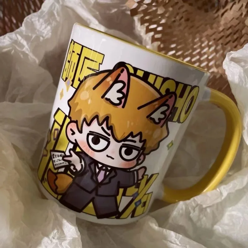 MOB Mug 350ml Milk Mug Cup Mob Psycho 100 Anime Peripheral Cartoon Water Glass Adults Kids Drinking Cup Brush Pot Decor Gifts