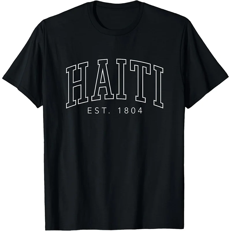 

Men's Black Crew Neck T-Shirt Haiti Est 1804 Haitian T-Shirt WHX 180g