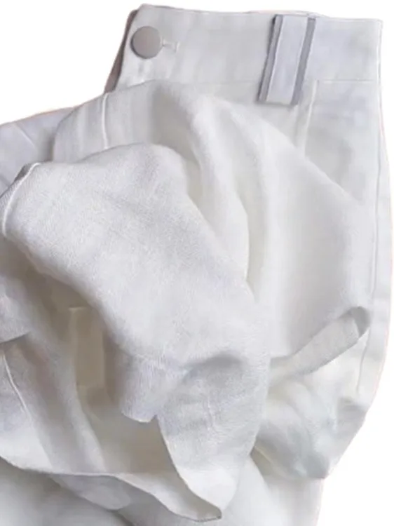 กางเกงขายาวเอวสูงทรงตรงสีขาวสำหรับผู้หญิง สไตล์ลำลอง ใส่สบาย ทรงหลวม สไตล์ญี่ปุ่น เหมาะสำหรับใส่ไปทำงาน ผลิตจากโพลีเอสเตอร์