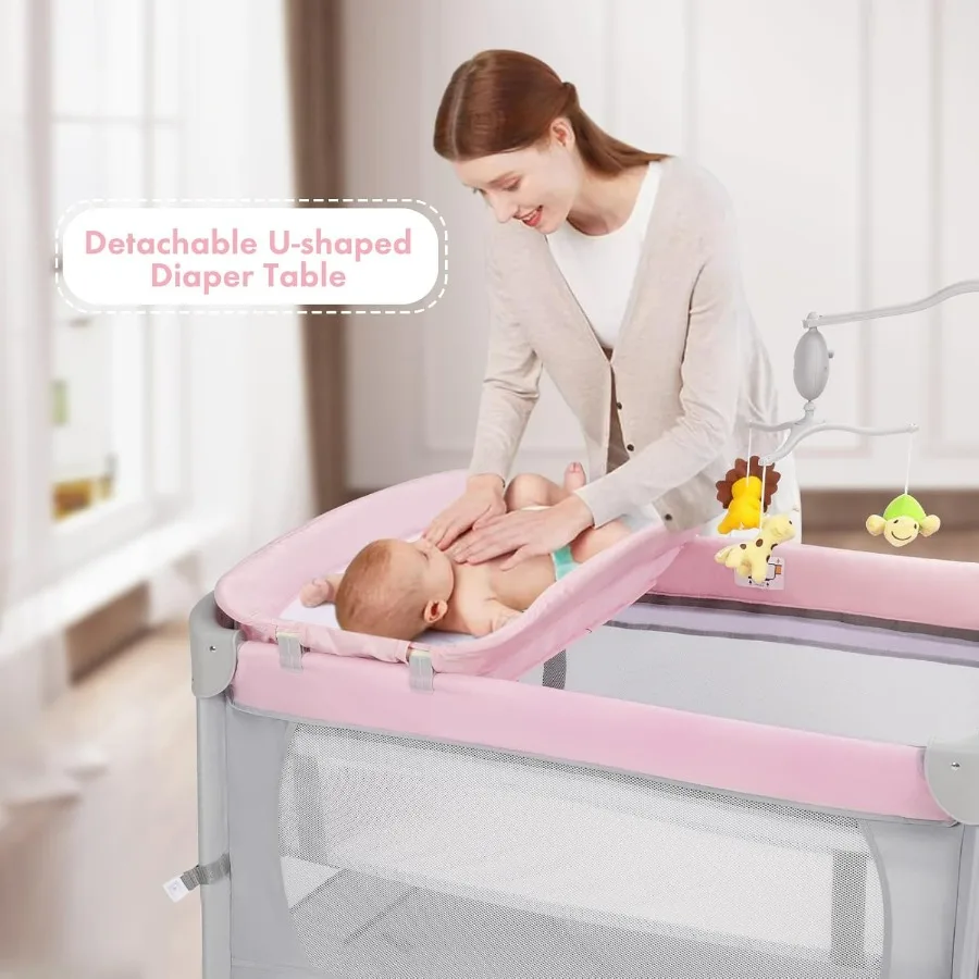SIMPLGIRL 5in1 سرير أطفال بجانب السرير حزمة ولعب طويل بجوار الآباء سرير سرير قابل للطي Playard روضة سرير سفر ممرضة #3