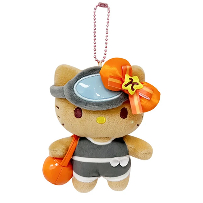 سانريو مرحبا كيتي أفخم المفاتيح لطيف أنيمي الكرتون أفخم سلسلة معلقة الحيوانات اللعب دمية على ظهره كيرينغ قلادة الفتيات الهدايا