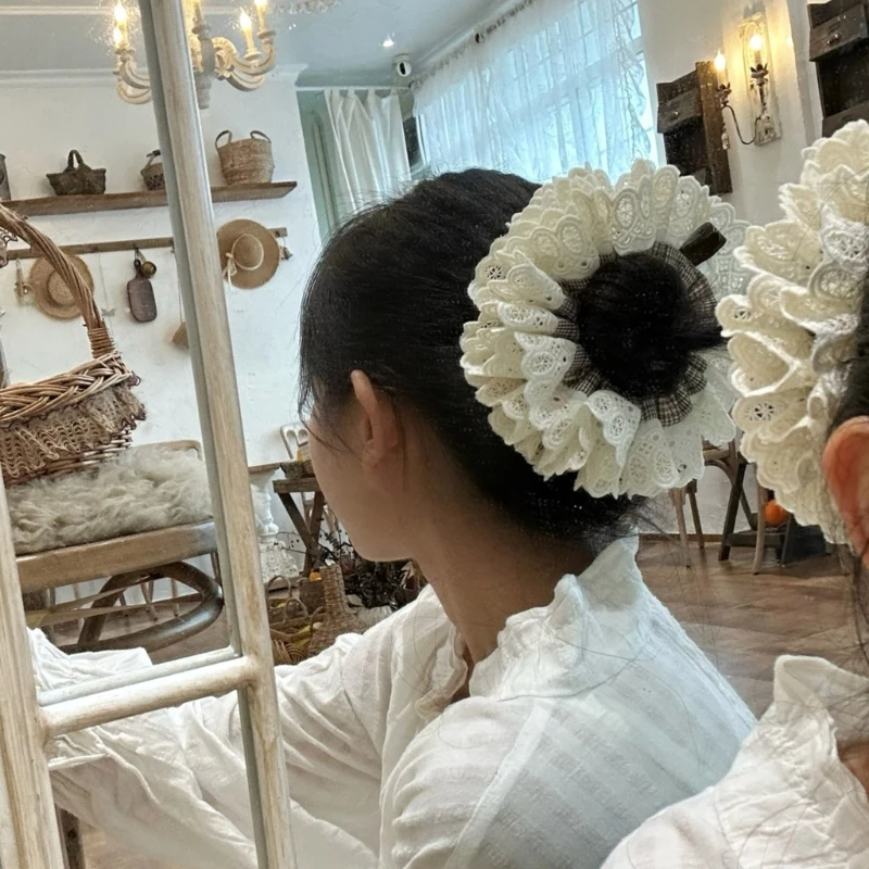 Ikat Rambut Kotak-kotak Musim Gugur Ikat Rambut Besar Dua Lapis Nyaman