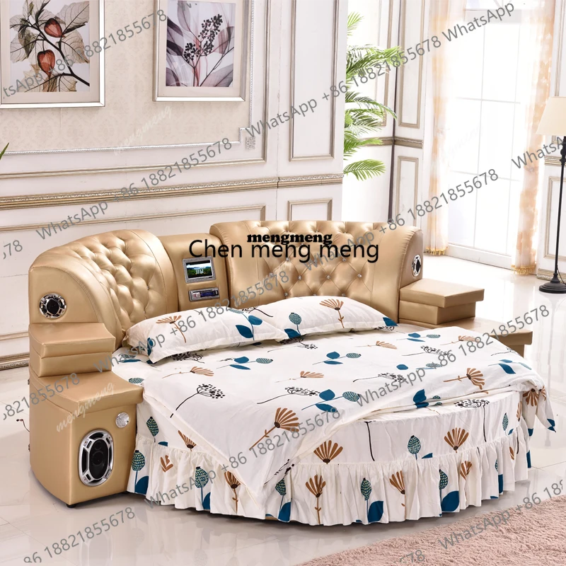 

Кожаная кровать в скандинавском стиле для девочек-подростков, электронная круглая детская кровать, современные прикроватные тумбочки, основания и каркасы кроватей для дома