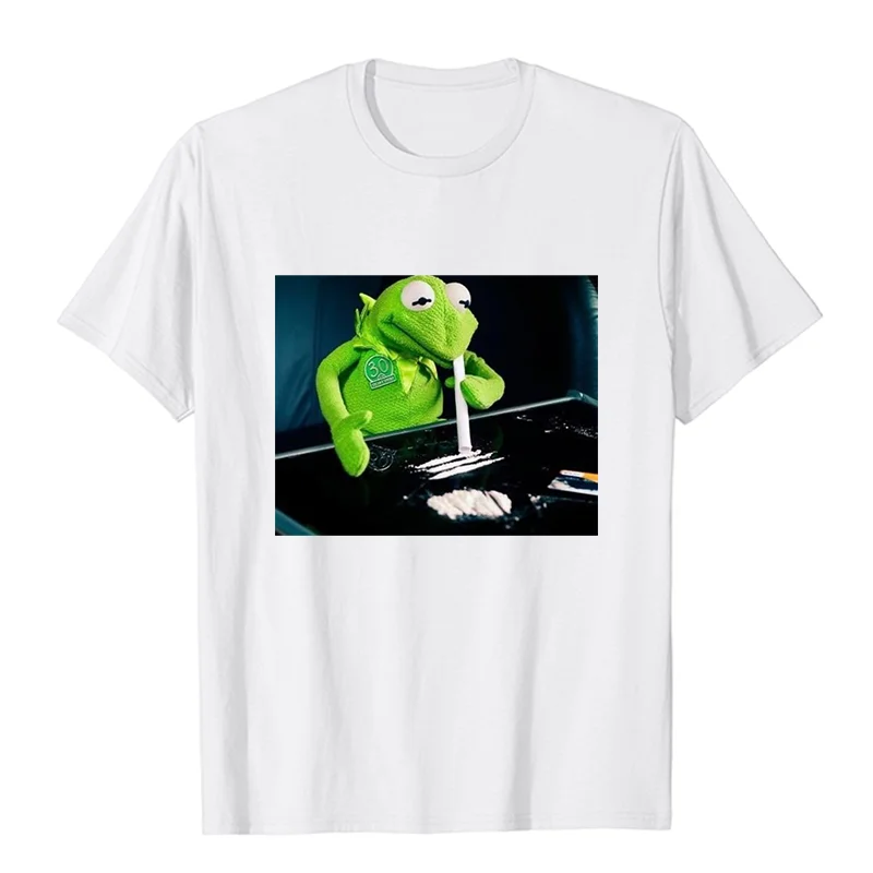 Frog Muppet Hipster Funny Narcos Gift Retro Women Men TShirt Men Clothing Summer Harajuku Hip-hop Streetwear Ropa Hombre