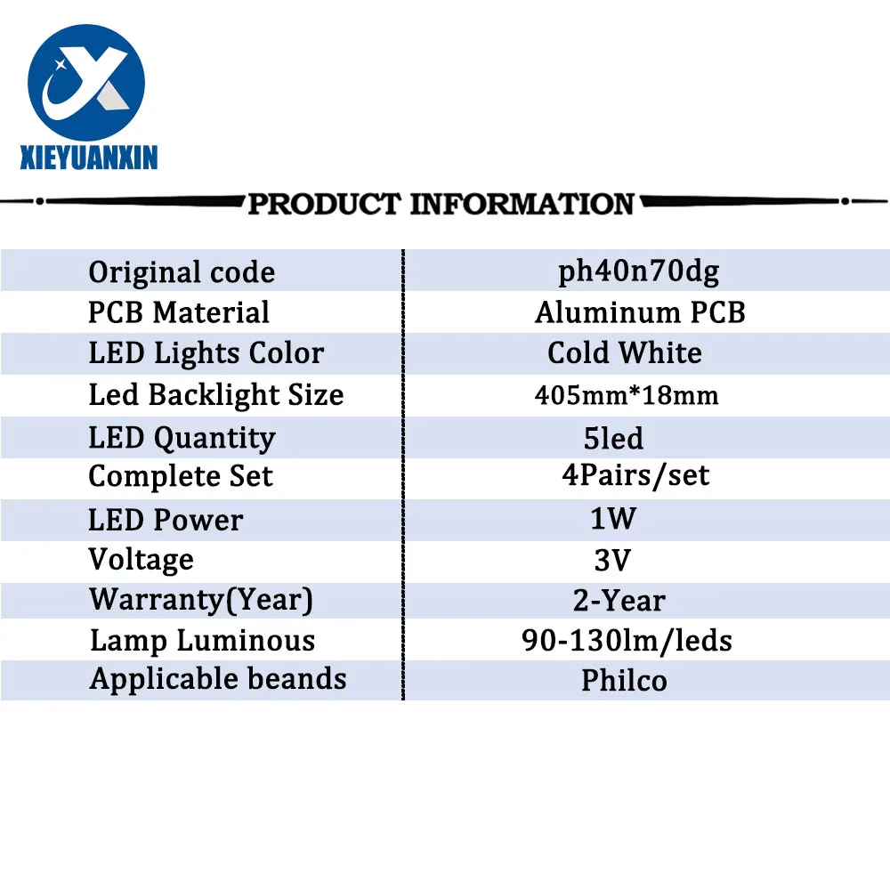 4Pairs/Set 405mm TV Backlight LED Strip For Philco 40inch ph40n70dg PH40N70DG PH40N70 3V 1W TV Repair Parts