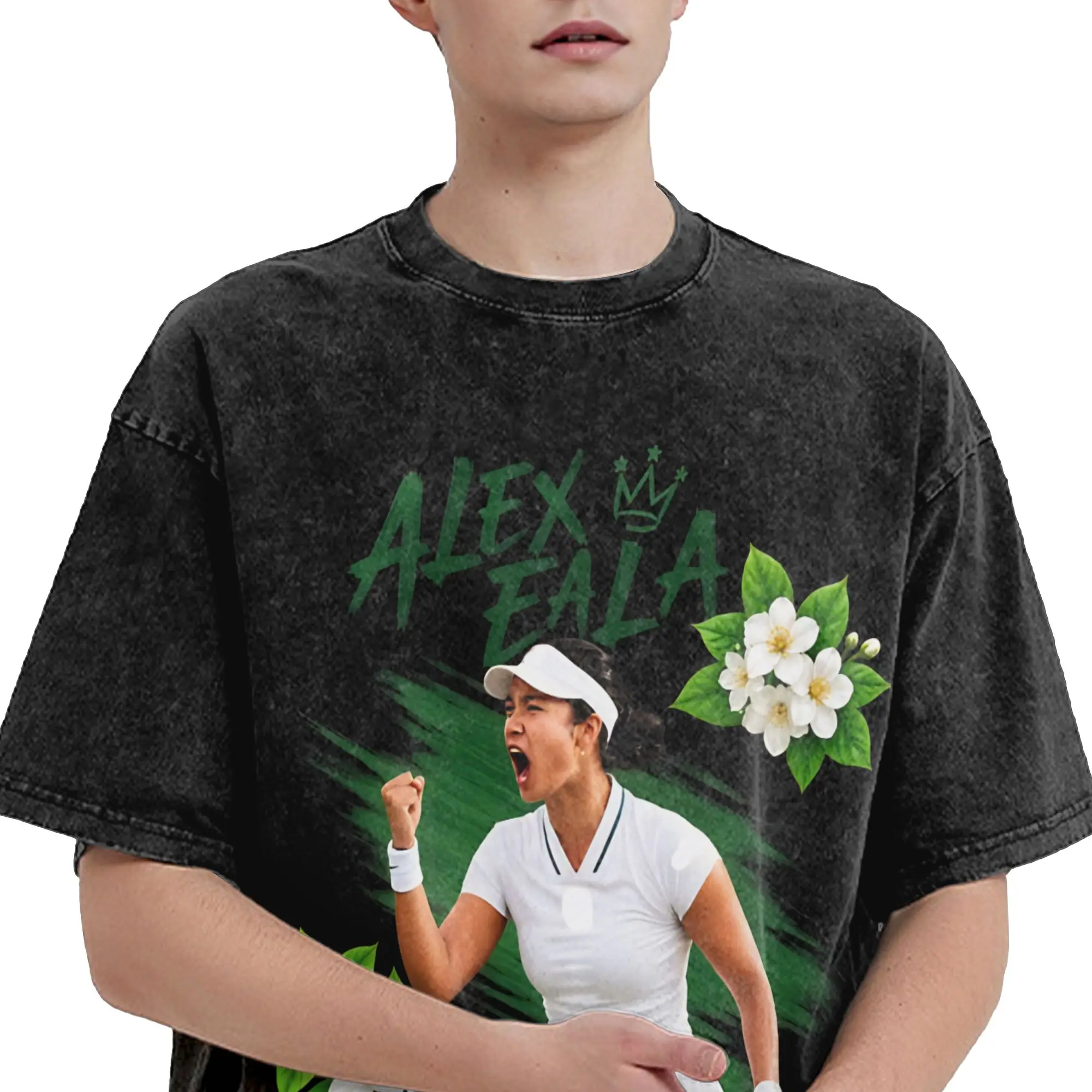 Harajuku Washed Shirt Alexandra Alex Eala tennis 2026 Outfit Fashion T Shirt Oversize  Streetwear Short Sleeve Printed Tee Shirt