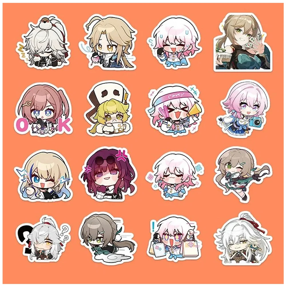 Bonito Anime Cartoon Adesivos, Bonito, Honkai, Star Rail, Jogo, Impermeável, Decorativo, Decalque, Skate, Diário, Laptop, Etiqueta Kawaii, 10 Pcs,