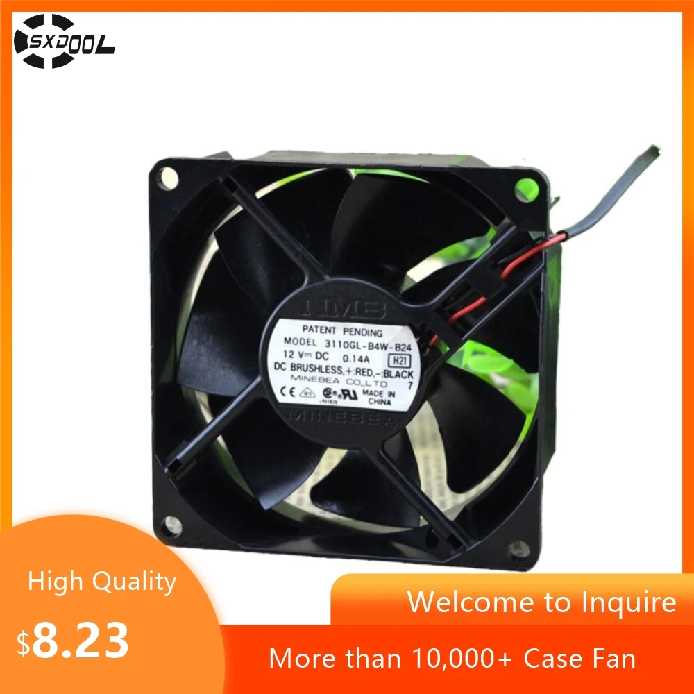 

3110GL-B4W-B24 80mm 8cm Fan for NMB 8025 DC 12V 0.14A Cooling 80X80X25mm Dual Ball Bearing Long Lifespan