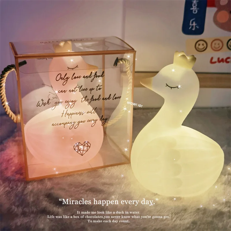 ins swan night light led room decoration bedroom light children's birthday gift glowing ambient lamp dropshipping