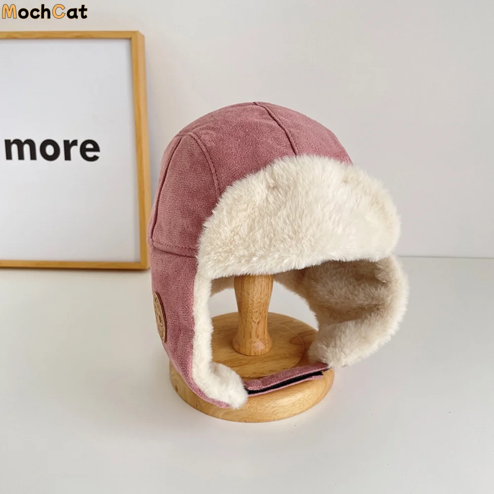

Fashion Warm Ski Cap with Glasses Cute Goggles Plush Pilot Hat Earmuff Soft Ear Protection Hats Children