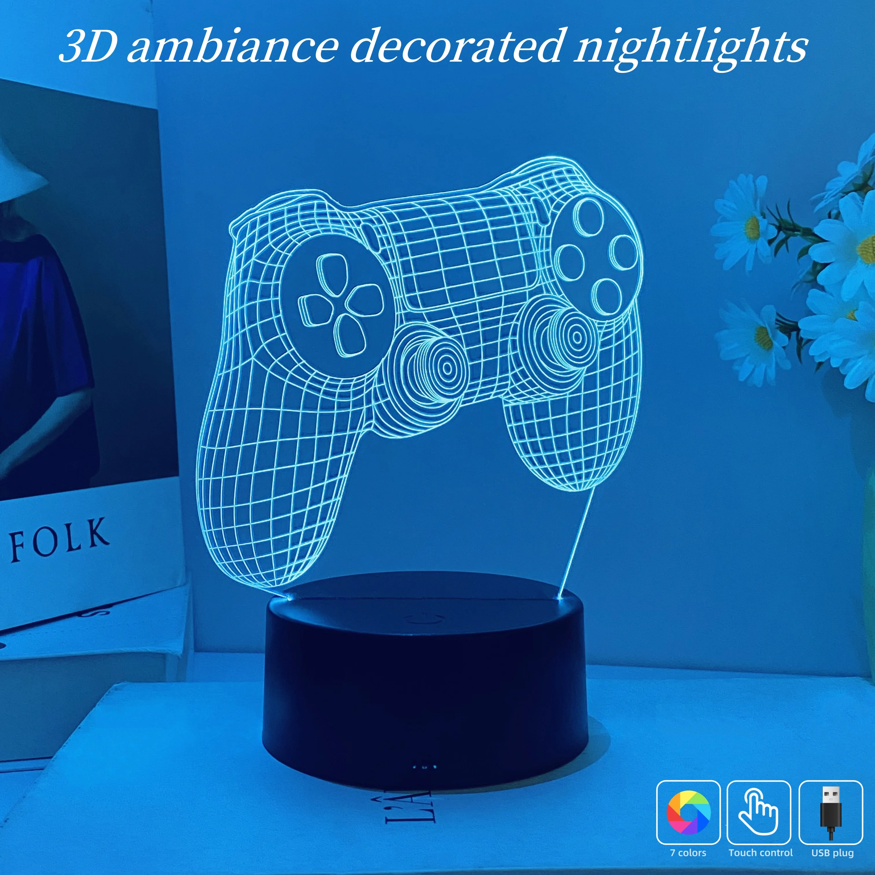 1 3D night light, USB plug, suitable for study, bedroom, arcade atmosphere decoration. Holiday gift nightlights.