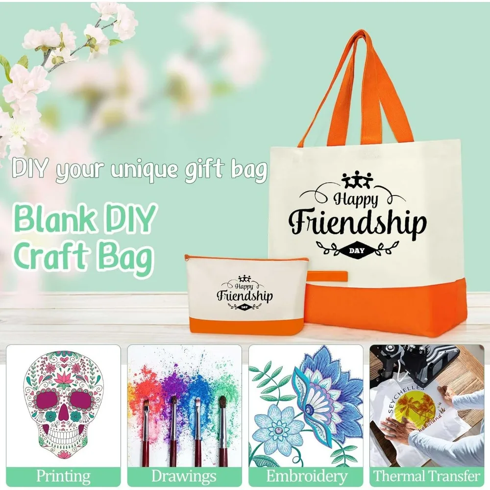 أكياس حمل قطنية قابلة لإعادة الاستخدام مع حقيبة بسحاب، 18.5 أكياس تسوق يدوية للاستخدام اليومي #6