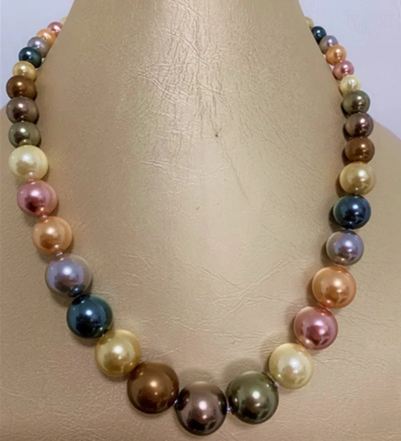 

Luxury 17"11-15mm Genuine Gold Purple Chocolate Black Round Pearl Necklace Women Jewelry Wedding Party Gift 925 Sterling Silver