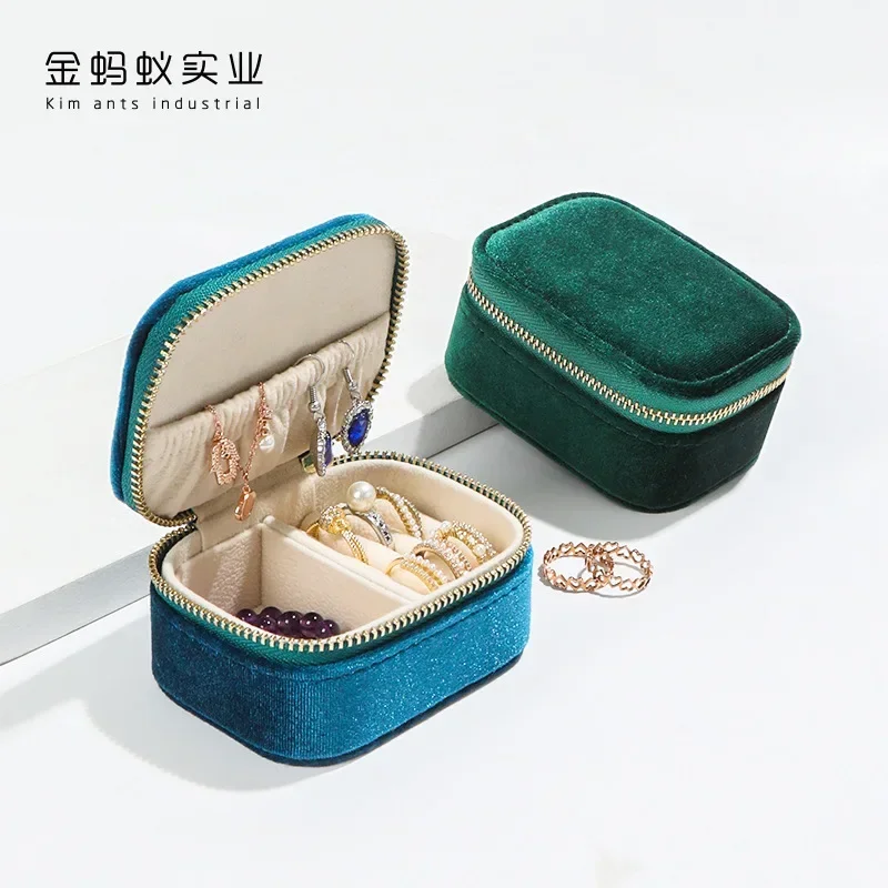 

Mini Velvet Jewelry Organizer Box for Women Travel Portable Earrings Ring Necklace Storage Jewelry Packaging Display Box