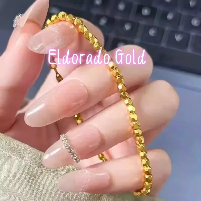 Eldorado Gold   Eldorado 2025 2025Advanced Design 18K (AU750) Broken Sparkling Bounce Di Bead Fashion Charm Women's Necklace Acc