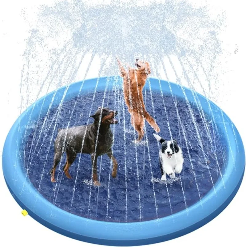 Summer Pet Pool Inflatable Splash Pad, Non-Slip Cooling Play Mat for Dogs, Durable Outdoor Interactive Sprinkler Toy