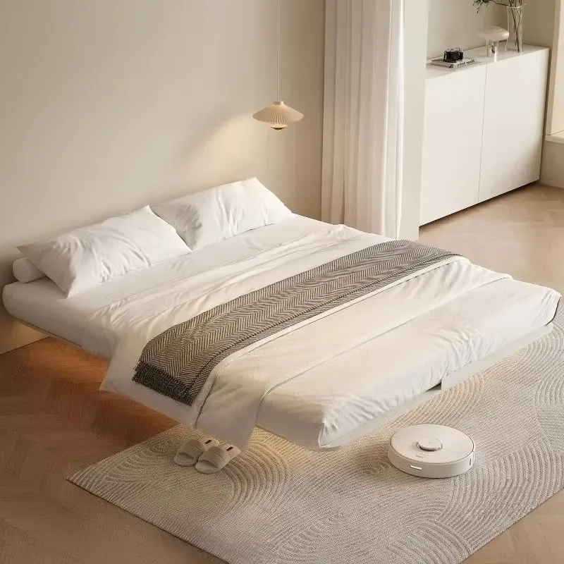 Modern Luxury White Suspended LED Bed Frame Carbon Steel Platform Bed 120x200cm 135x200cm 150x200cm 180x200cm 200x200cm for