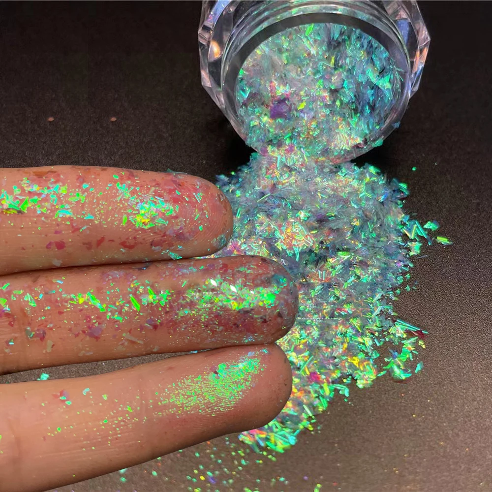 Unicorn Chameleon Aurora Nail Glitter Powder Colorful Magic Mirror Nail Pigment Flakes Powder Broken Yuki Aurora Chameleon Dust