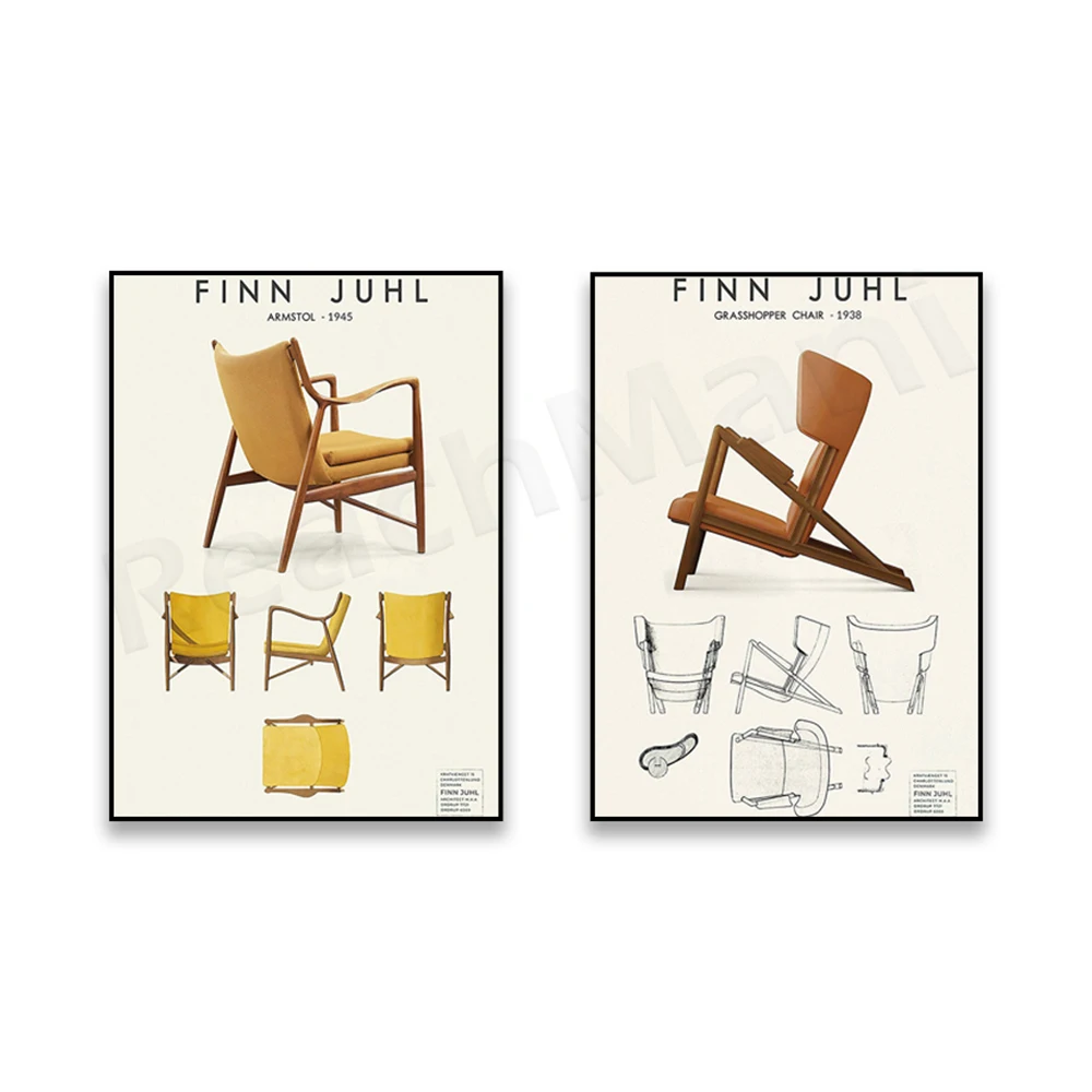 Finn Juhl Print Grasshopper Poster, Scandinavian Danish Furniture