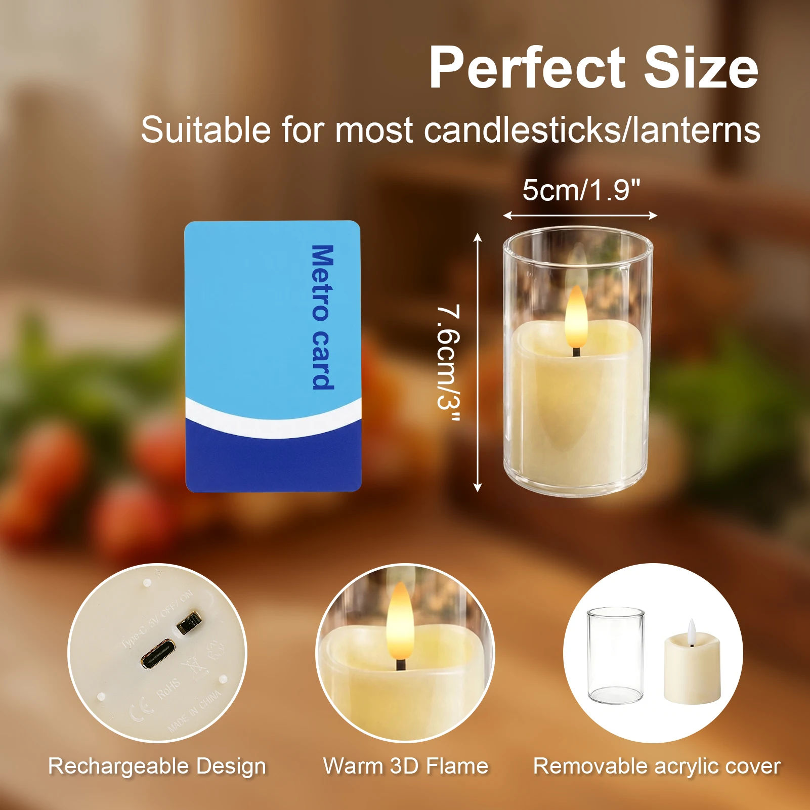 Rechargeable Acrylic Flameless Votive Candles with Timer & Remote Control Flickering LED Tealight for Home Wedding Holiday Decor