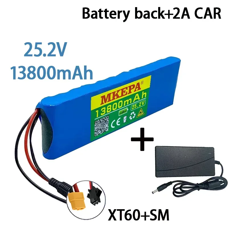 18650 24V/25.2V Dual-Voltage Battery Pack｜6S2P 13800mAh with BMS + 2A Charger, For Energy Storage & Equipment