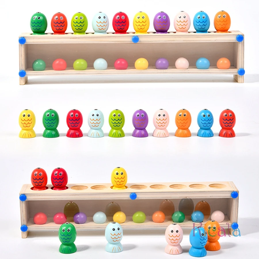 Montessori Wooden Educational Game Wooden Magnetic Fishing Game for Fine Motor Skills Logical Thinking Memory Board Game