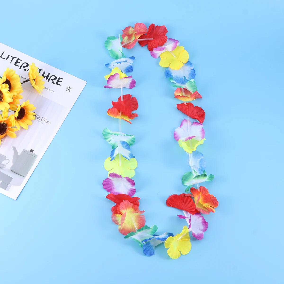 

36 Pcs Hawaiian Wreath Tropical Leis Flower Necklace Beach Accessory Party Supplies Colorful Sunflower Lei Decor
