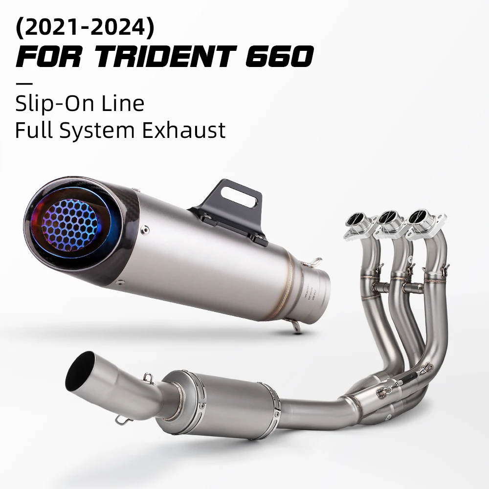 

Trident Tiger 660 2021-2024 Full Motorcycle Exhaust System Three Layer Carbon Muffler with Front Link Pipe