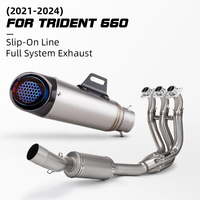 Trident Tiger 660 2021-2024 Full Motorcycle Exhaust System Three Layer Carbon Muffler with Front Link Pipe