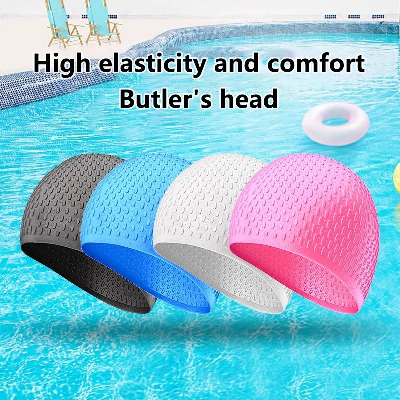 Fashion Silicone Swimming Cap Adults Solid Swimming Hat High Elastic Waterproof Ear Protection Hair Water Sports Ultrathin Caps