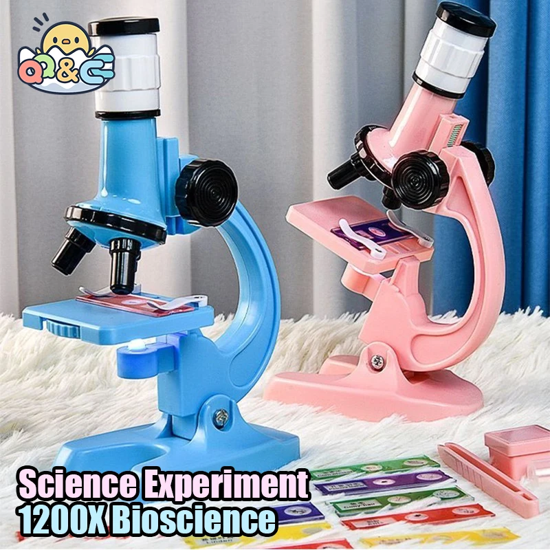 Bioscience Science Experiment 1200X Children Microscope Kit Biological Specimen Portable Puzzle Educational Stem Toys for Kids