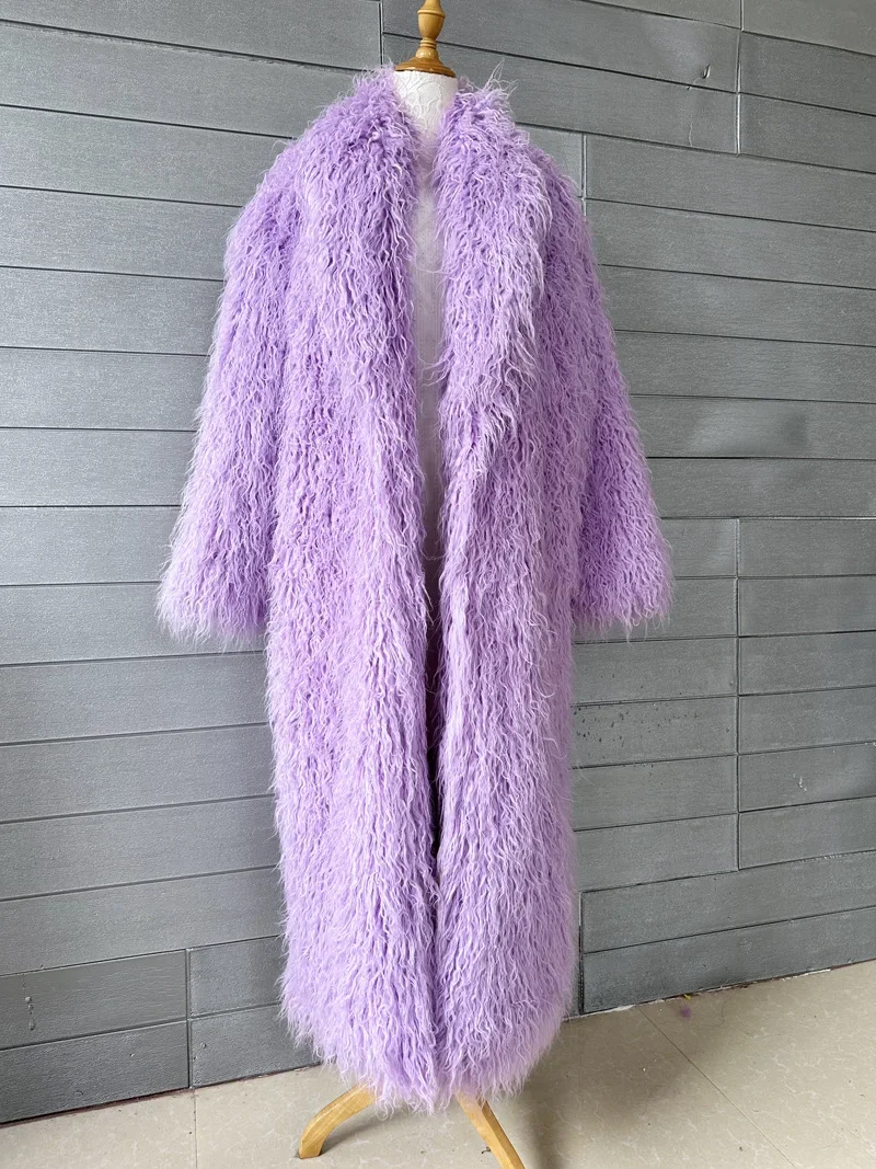 ผู้หญิงเลียนแบบแกะ Faux FUR ยาวเสื้อสเวตเตอร์ถักความร้อนหลวม SLIM FIT Plush Coats เสื้อแจ็คเก็ตหญิงฤดูใบไม้ร่วงฤดูหนาว Furry ...