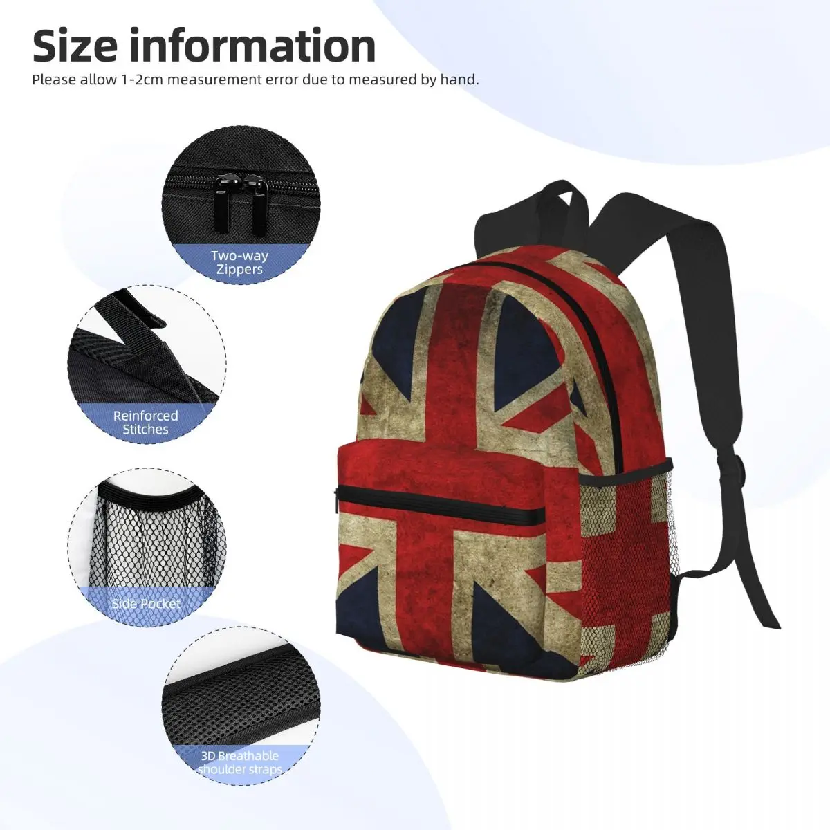 London Soldier Bus British Flag Pattern Student Backpack School Bag Hiking Travel Daypack for Men Women Bookbag Shoulder Bags view 4