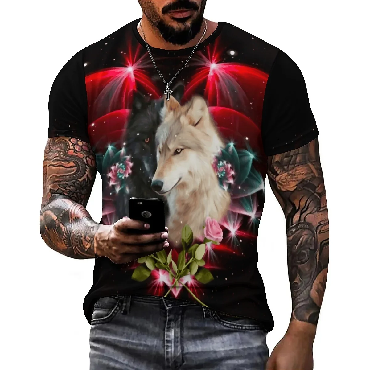 

Festival Dress Up Mechanical Punk Men's Custom Your Photo Logo Wholesale Men's Festival Gift T-shirt Top Printed Short Sleeve