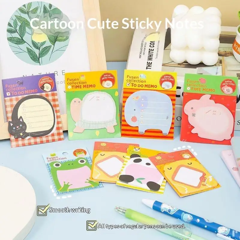 8Pcs Cartoon Cute Animal Convenience Stickers Student Memo Message Sticker Small Notebook DIY Decor Journal Accessory Supply