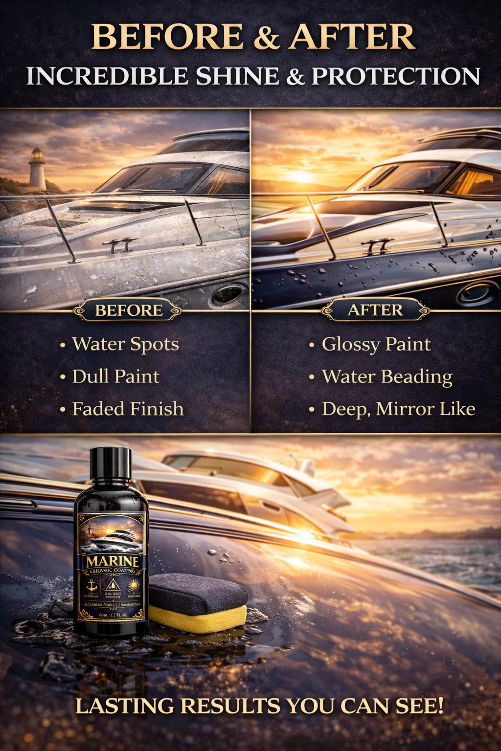 Marine Ceramic Coating – Professional Boat & Yacht Protection, Salt Resistant Nano Shield, UV & Acid Wash Protection, Extreme Gl