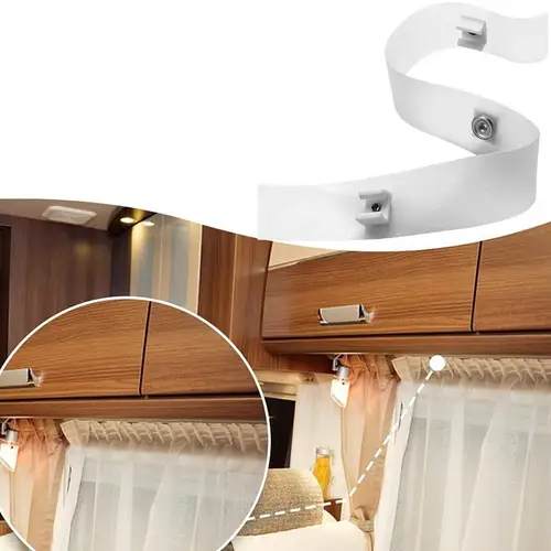 Imagen 2 del producto Tira de cortinas para RV, piezas y herrajes transparentes para muebles de RV, cinta deslizante para cortinas, 2 uds., herrajes para cubrir ventanas para usar con techo o