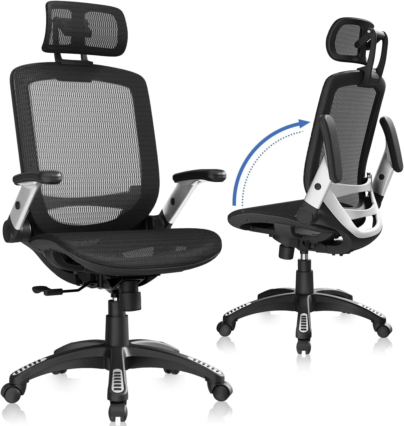 

Ergonomic Office Chair, High Back Home Desk Chair with Headrest, Flip-Up Arms, 90-120° Tilt Lock and Wide Cushion