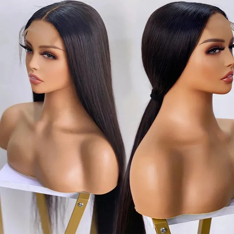 Bar Lady Gradient Color Long Straight Hair Ball Evening Dress Match Chemical Fiber Wig Party Headwear Long Style Hairpiece