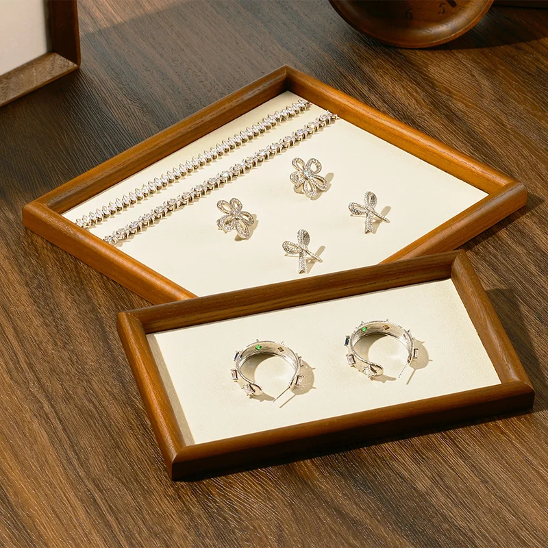 MISHITU Wooden Jewelry Tray Display Plate Rings Bracelet Stationery Sentorage Plate Jewelry Props Viewing Tray Jewelry Storage