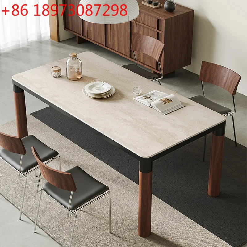 Medieval style simple retro home rectangular solid wood slate dining table