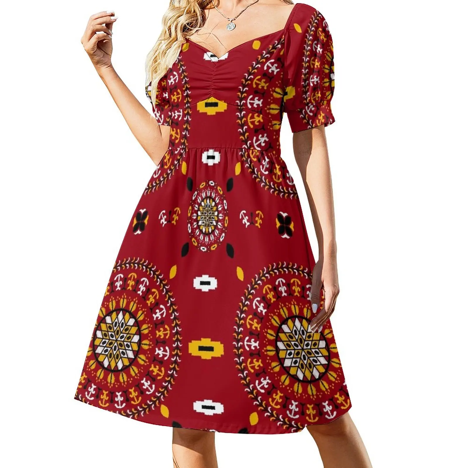 

Traditional Turkmen embrodiry pattern Sleeveless Dress Woman's evening dress dress summer beach dress sexy short dresses daring