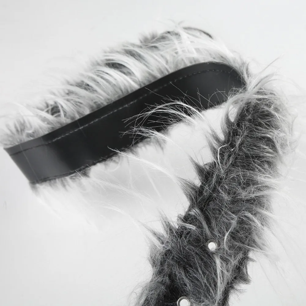 Cinturón de pelo largo gris Vintage a la moda, decoración de pantalones vaqueros Y2K, cinturón de piel sintética, pretina peluda elegante de Hip-hop, ropa de calle