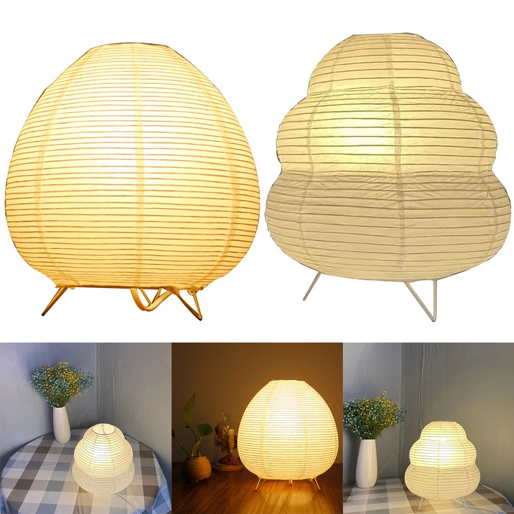 Lantern LED Table Lamp Rice Paper Desktop Decorative Lantern Light Handmade Simple LED Lighting Lamp for Living Room Bedroom