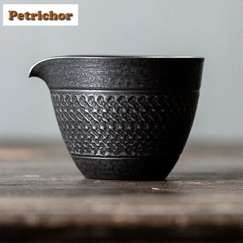 175 مللي النمط الياباني الفضة الأسود اليدوية سكين القفز نمط إبريق الشاي صب الشاي تشا هاي موزع العدالة كوب معرض القدح #1