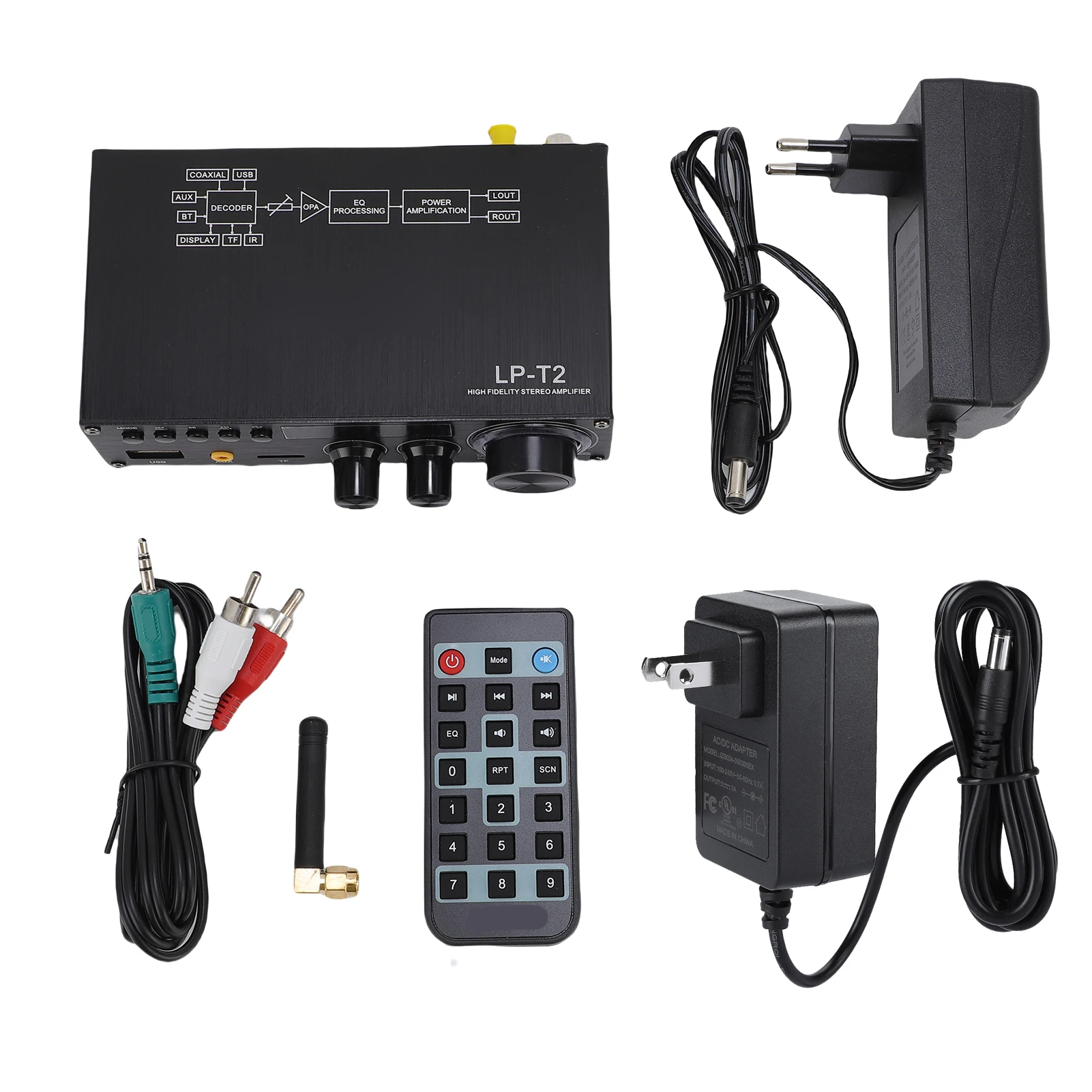 

2.1-канальный HIFI-усилитель из эффективного алюминиевого сплава, 50 Вт x 2 RMS, компактный стереоусилитель Bluetooth 5.1 с эквалайзером для караоке